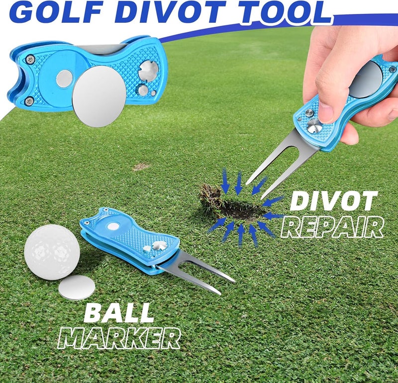 Wynaura 15PCS Golf Accessories Kit - Include Golf Club Cleaner Brush with Groove Cleaner Tool, Golf Ball Bag, Divot Tool with Magnetic Ball Marker, Towel, Golf Tees, Golf Gift for Men/Women - Image 5